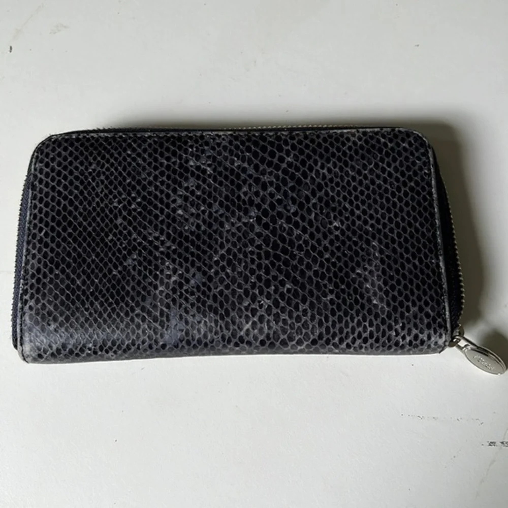 Furla Women's Leather Zip Around Clutch Wallet - navy- Color Vibes